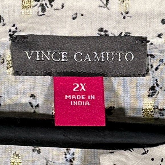 NWT Vince Camuto Floral Print 3/4 Roll Tab Sleeve Tied Button Front Blouse Sz 2X - Picture 9 of 14